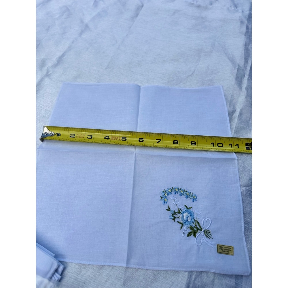 Vermont Country Store Women's Cotton Handkerchiefs 12 Pack Floral Blue 11x11 - Picture 7 of 13